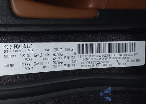 2015 Jeep Grand Cherokee Summit из США, поврежденный, VIN 1C4RJFJTXFC165948